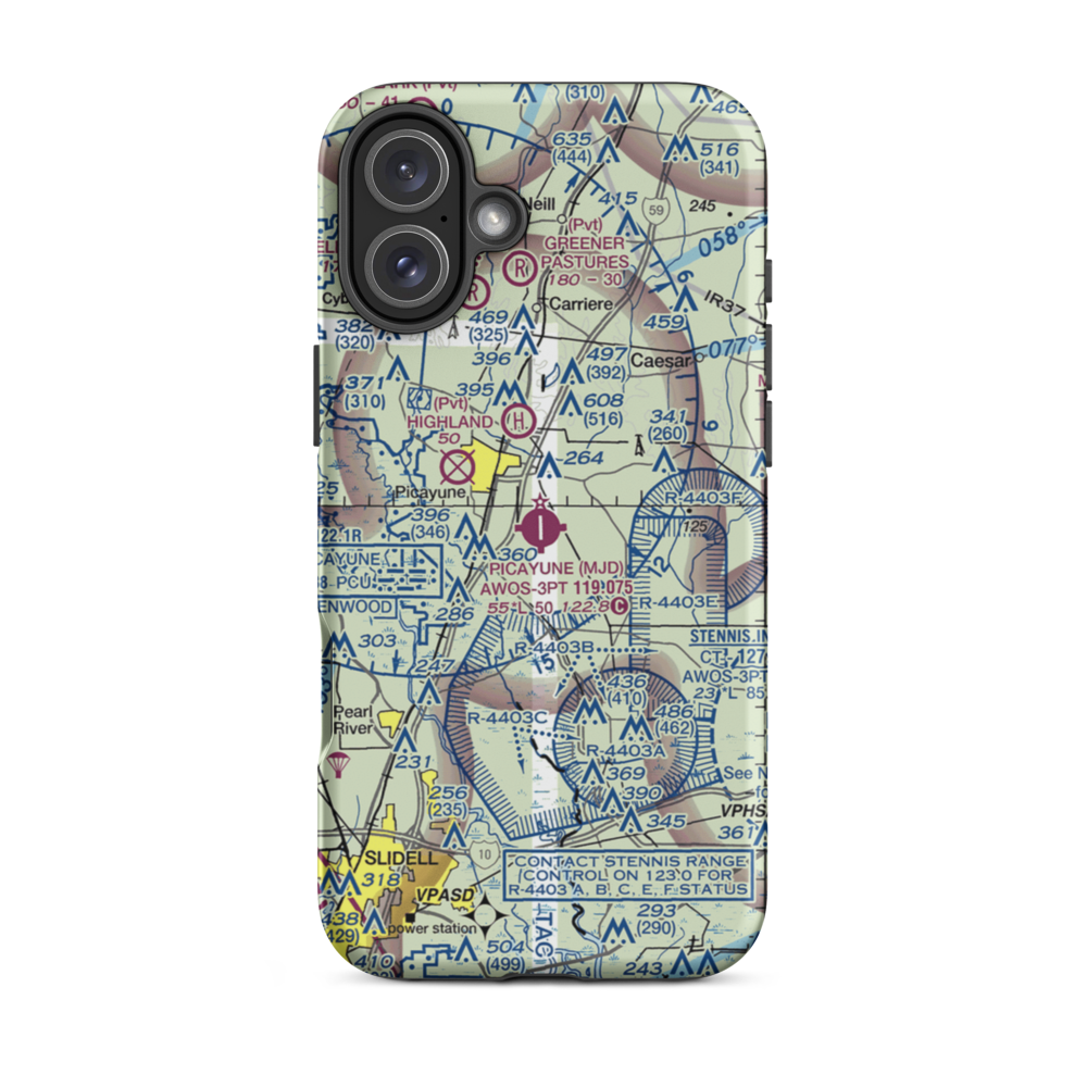 Picayune Municipal Airport (MJD) VFR Sectional  Tough iPhone Case iPhone 16 Plus model shown