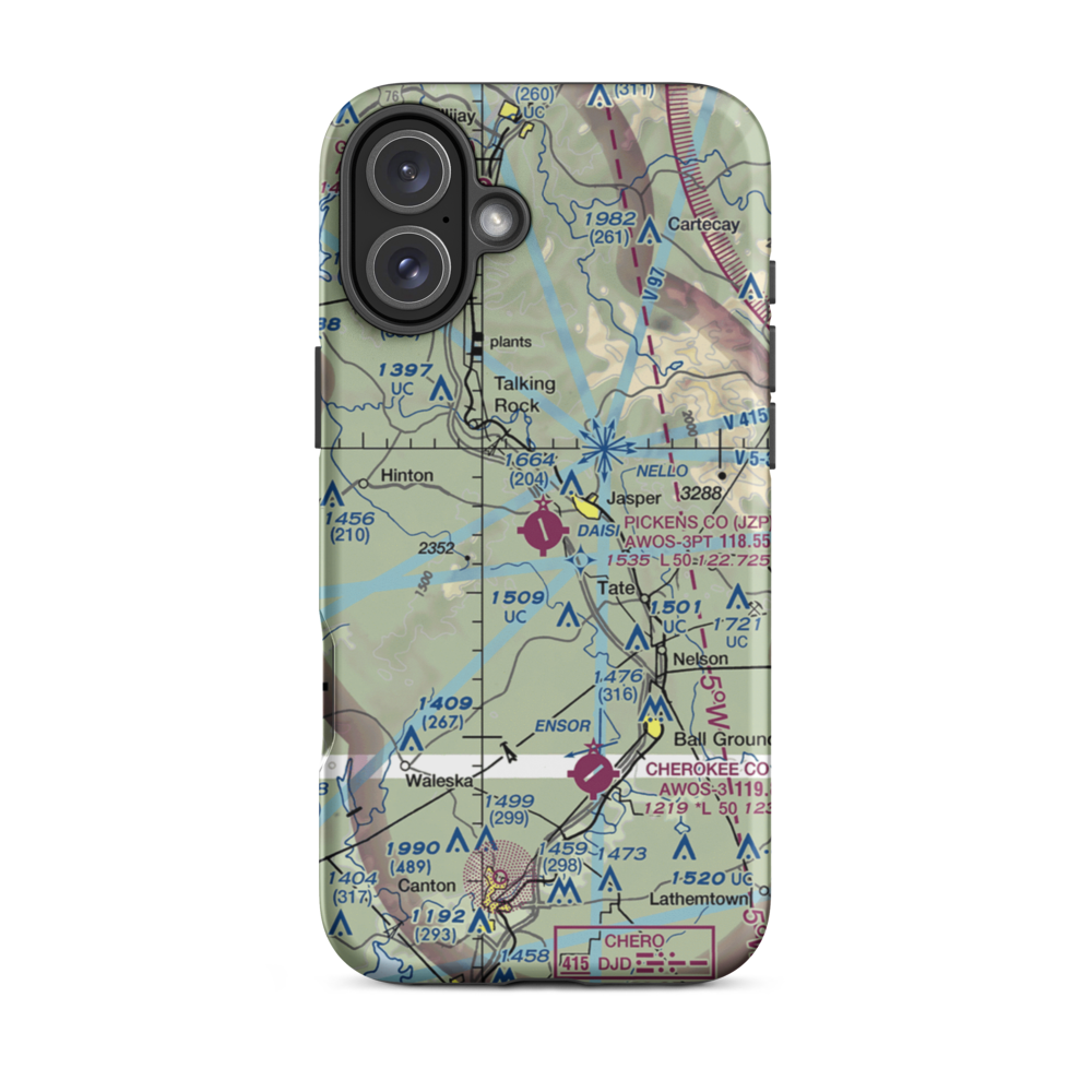 Pickens County Airport (JZP) VFR Sectional  Tough iPhone Case iPhone 16 Plus model shown