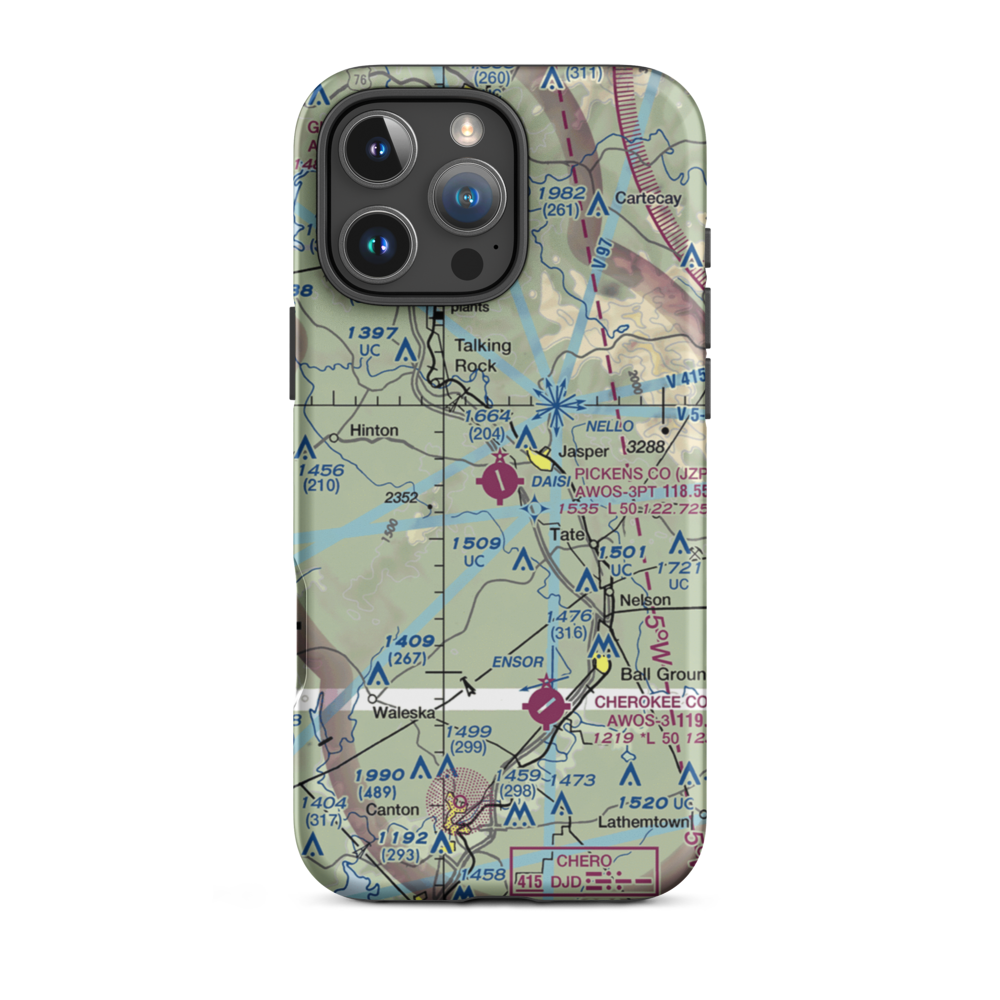 Pickens County Airport (JZP) VFR Sectional  Tough iPhone Case iPhone 16 Pro Max model shown
