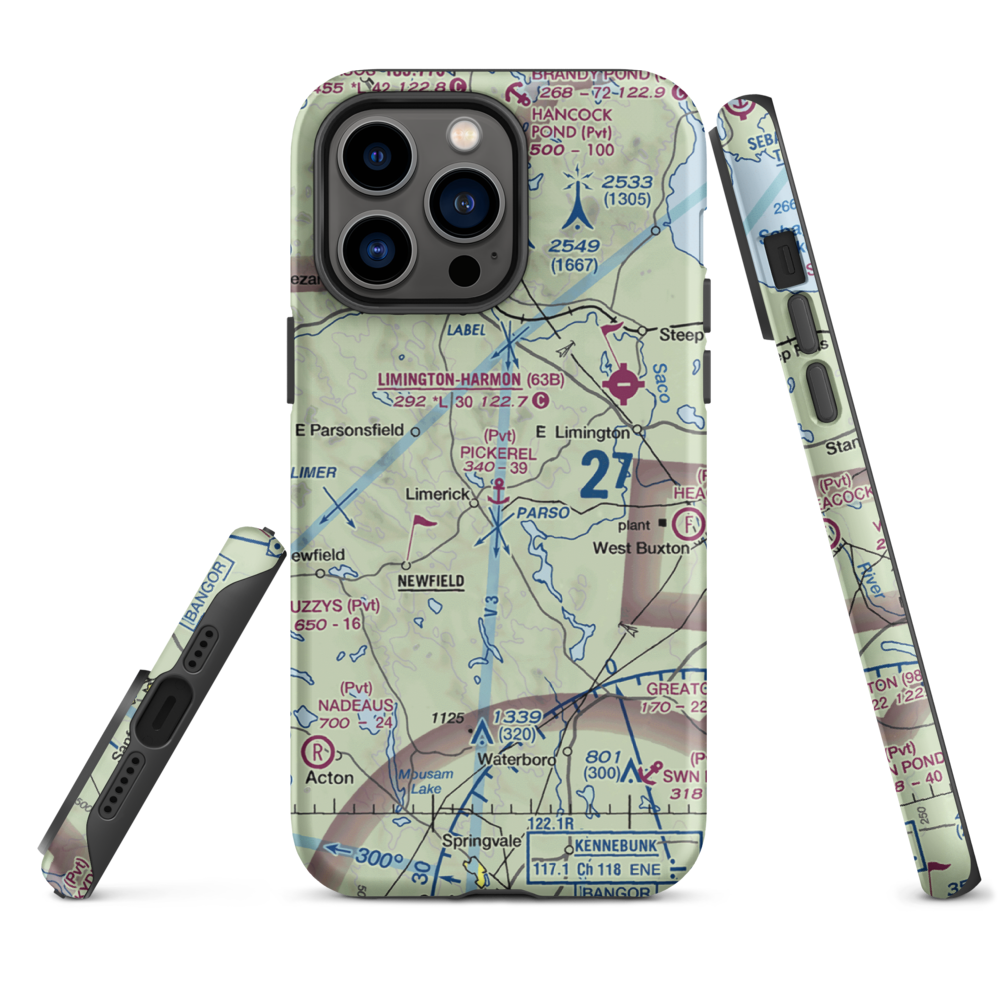 Pickerel Pond Seaplane Base (ME83) VFR Sectional  Tough iPhone Case iPhone 14 Pro Max model shown