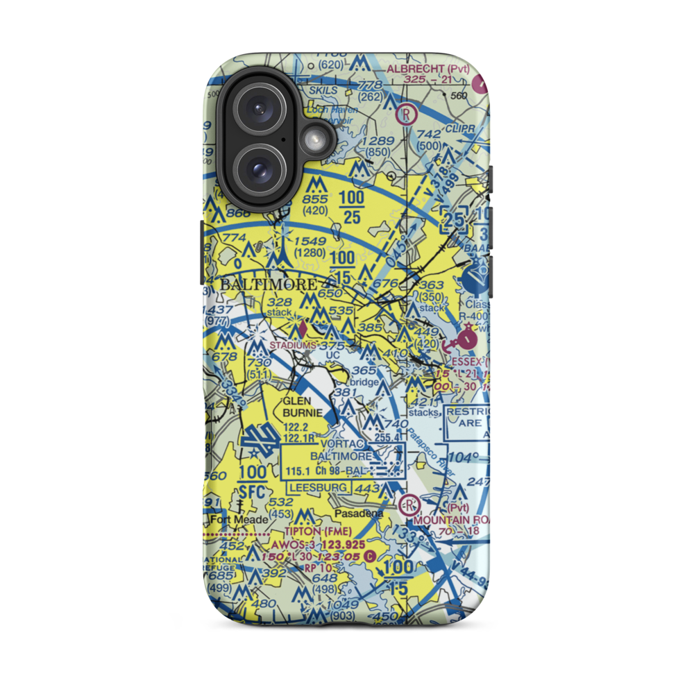 Pier 7 Heliport (4MD) VFR Sectional  Tough iPhone Case iPhone 16 Plus model shown