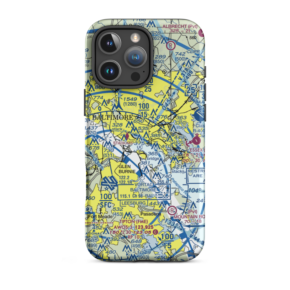 Pier 7 Heliport (4MD) VFR Sectional  Tough iPhone Case iPhone 16 Pro Max model shown