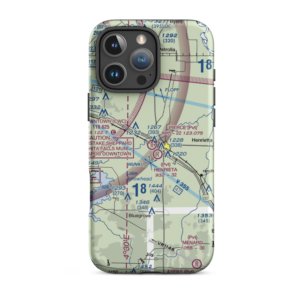 Pierce Airport (TE10) VFR Sectional  Tough iPhone Case iPhone 16 Pro Max model shown