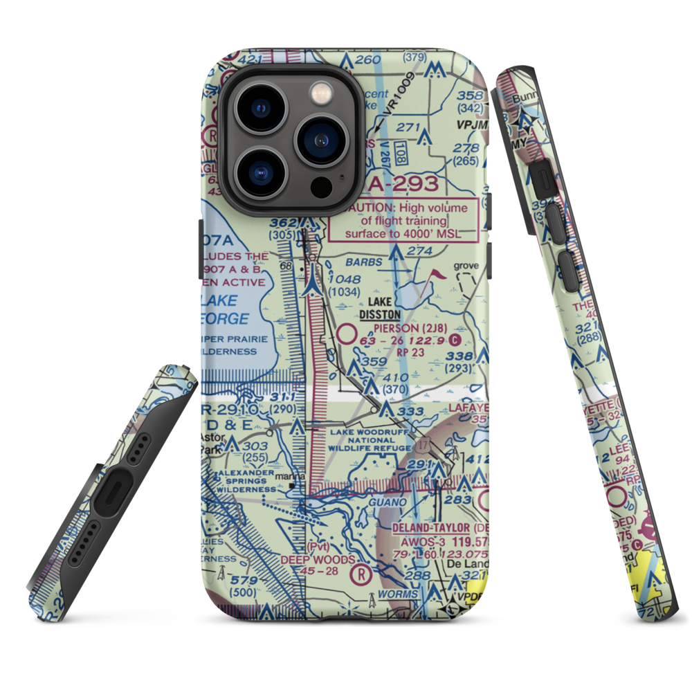 Pierson Municipal Airport (2J8) VFR Sectional  Tough iPhone Case iPhone 14 Pro Max model shown