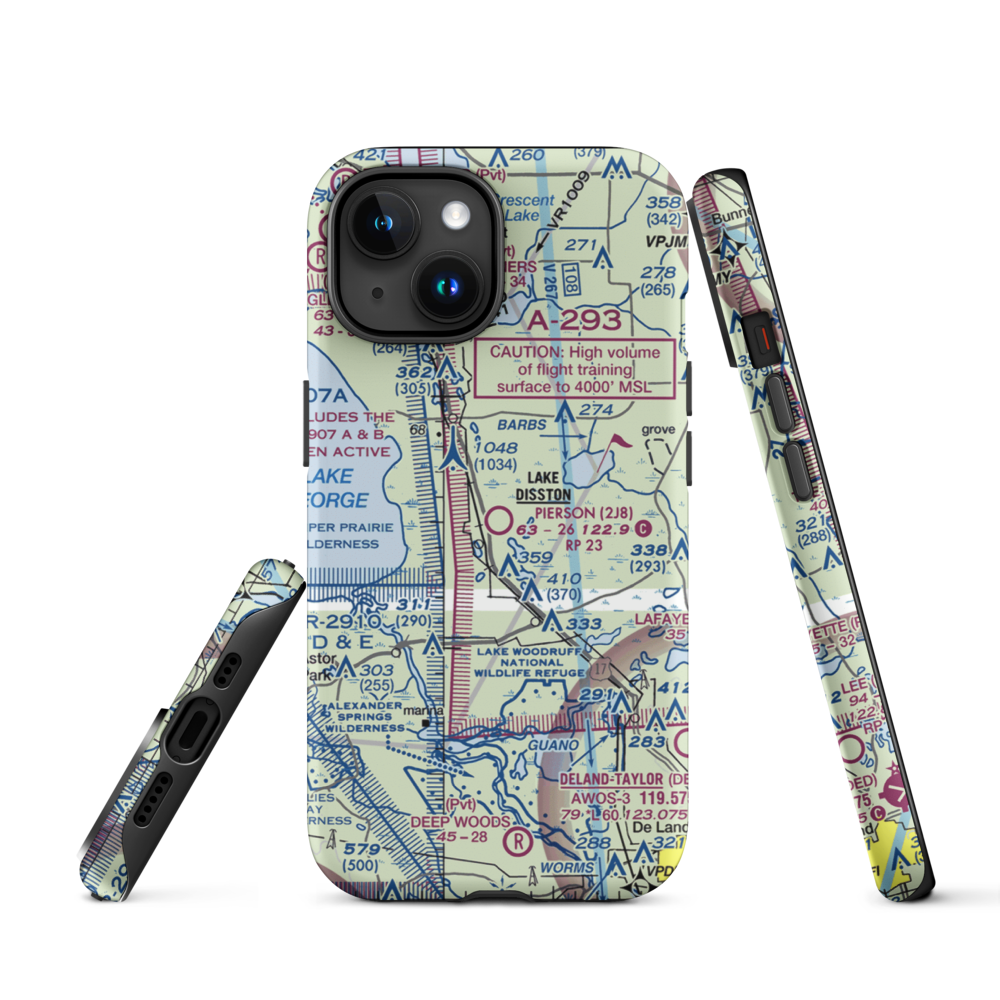Pierson Municipal Airport (2J8) VFR Sectional  Tough iPhone Case iPhone 15 model shown