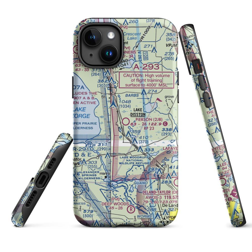 Pierson Municipal Airport (2J8) VFR Sectional  Tough iPhone Case iPhone 15 Plus model shown