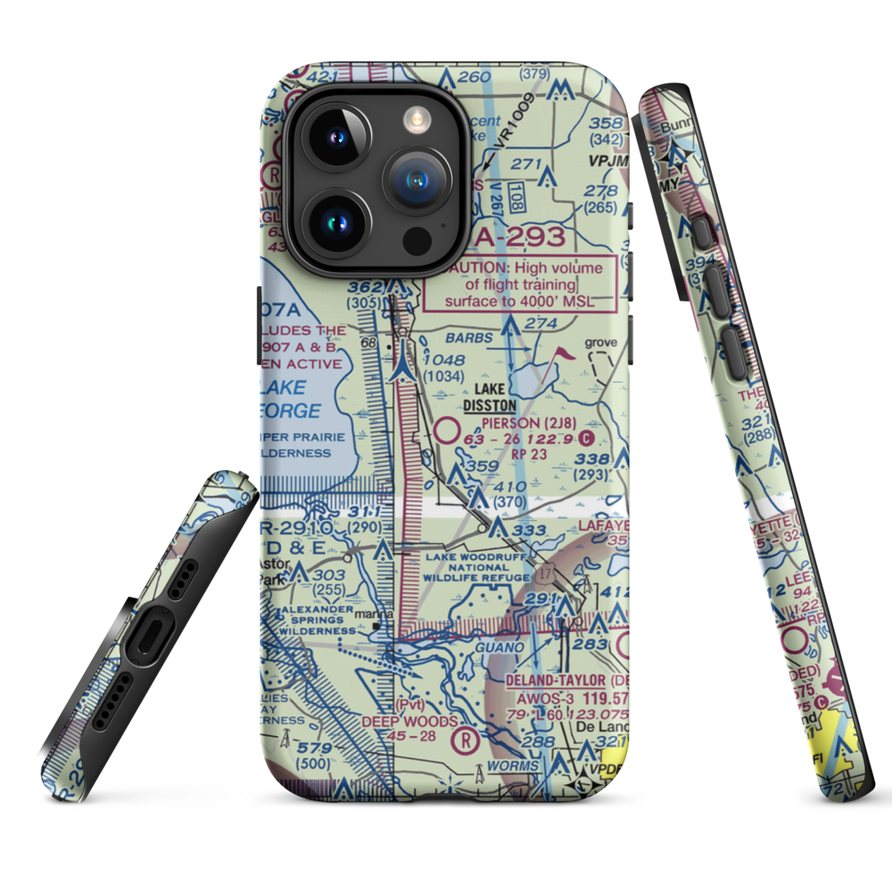 Pierson Municipal Airport (2J8) VFR Sectional  Tough iPhone Case iPhone 15 Pro Max model shown