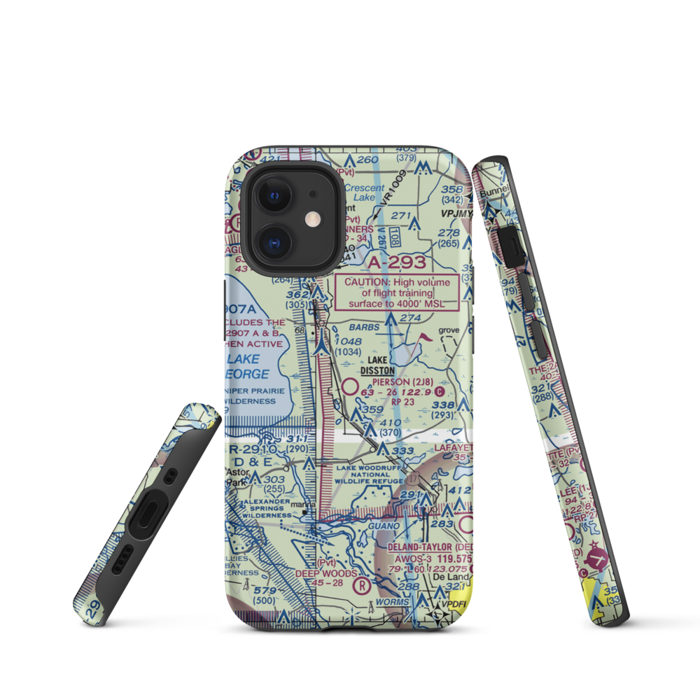 Pierson Municipal Airport (2J8) VFR Sectional  Tough iPhone Case iPhone 12 mini model shown