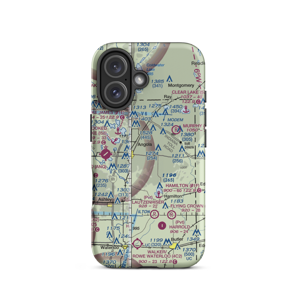 Pigeon Airport (II16) VFR Sectional  Tough iPhone Case iPhone 16 model shown