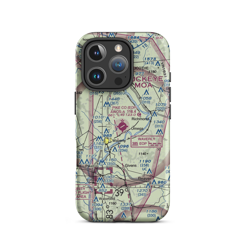 Pike County Airport (EOP) VFR Sectional  Tough iPhone Case iPhone 16 Pro model shown