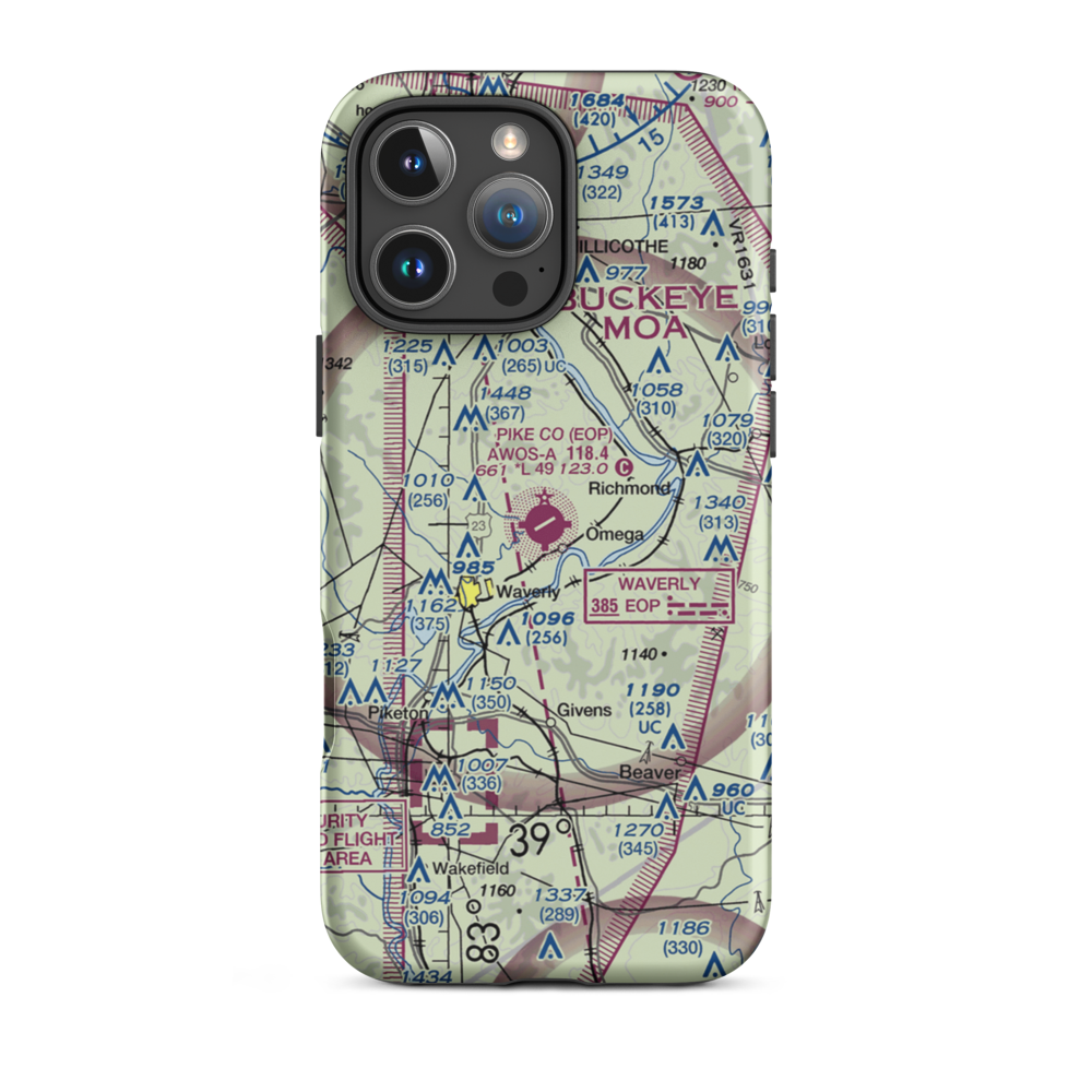 Pike County Airport (EOP) VFR Sectional  Tough iPhone Case iPhone 16 Pro Max model shown