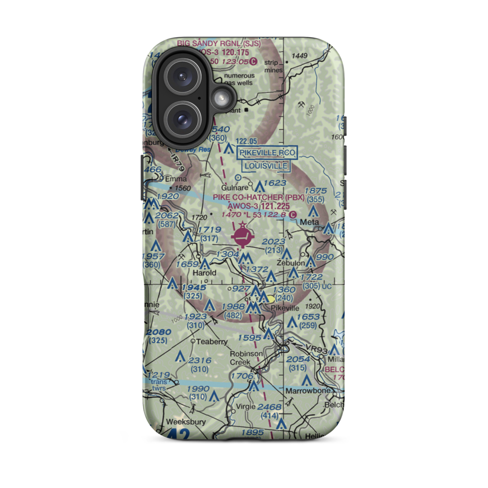 Pike County-Hatcher Field (PBX) VFR Sectional  Tough iPhone Case iPhone 16 Plus model shown