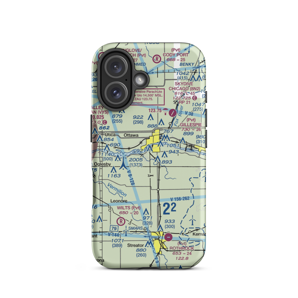 Pike's Airport (22LL) VFR Sectional  Tough iPhone Case iPhone 16 model shown