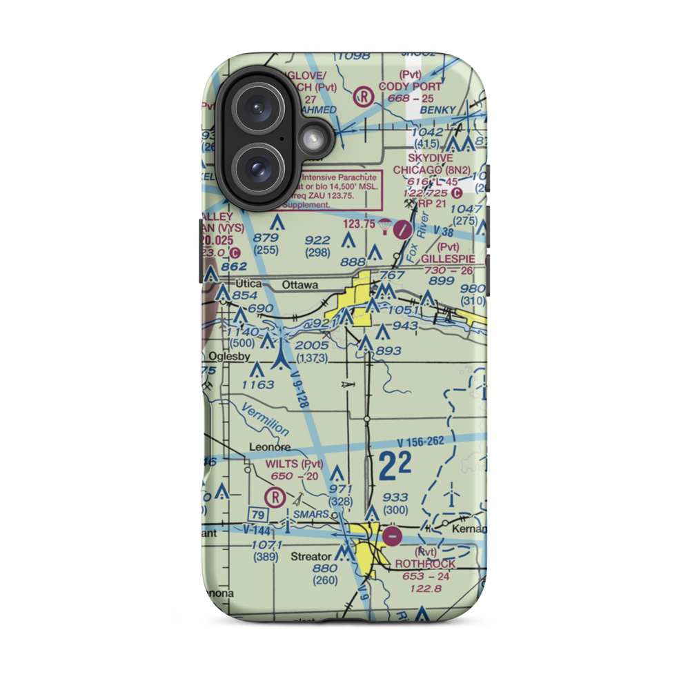 Pike's Airport (22LL) VFR Sectional  Tough iPhone Case iPhone 16 Plus model shown