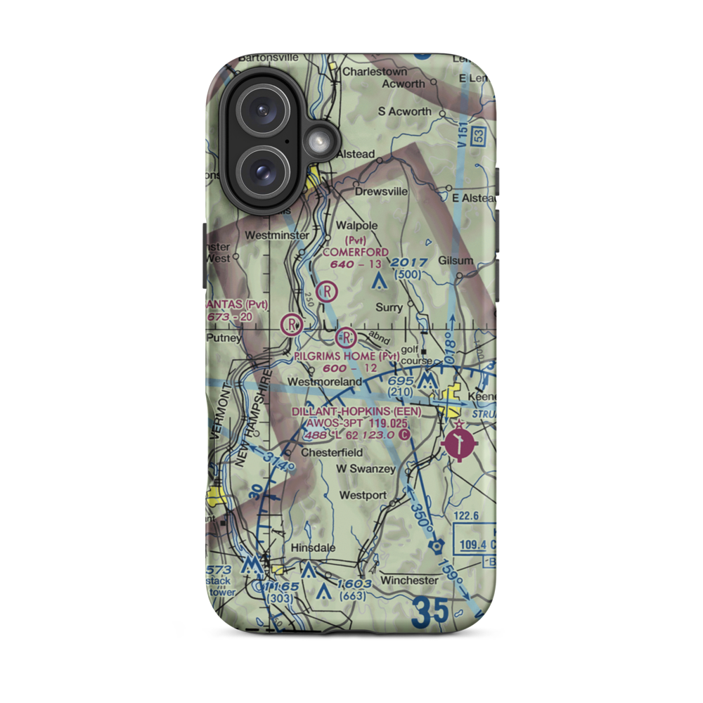 Pilgrim's Home Airfield (2NH5) VFR Sectional  Tough iPhone Case iPhone 16 Plus model shown