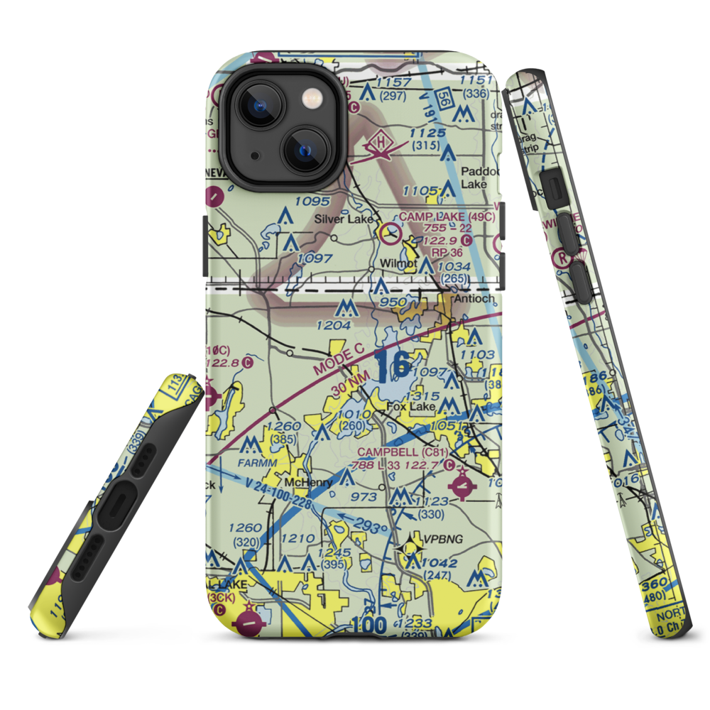 Pillow Hill Airport (3LL4) VFR Sectional  Tough iPhone Case iPhone 14 Plus model shown