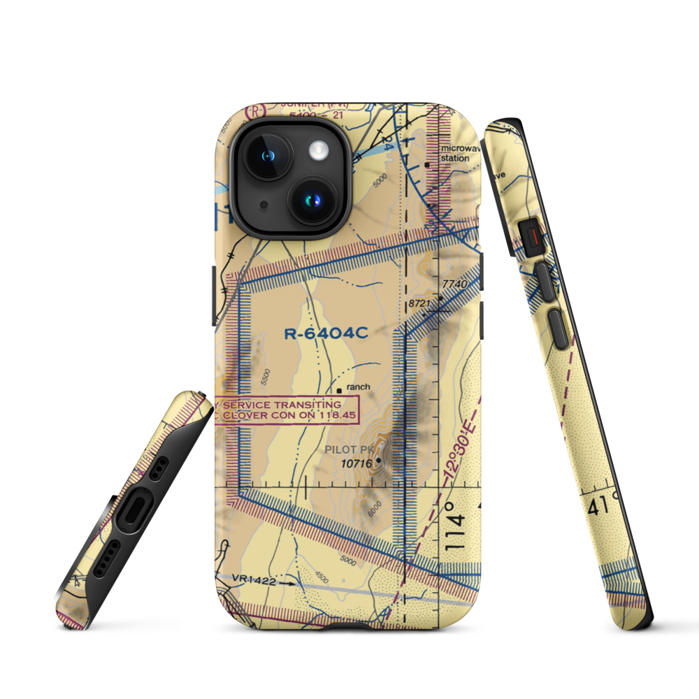 Pilot Creek Ranches Airport (NV67) VFR Sectional  Tough iPhone Case iPhone 15 model shown