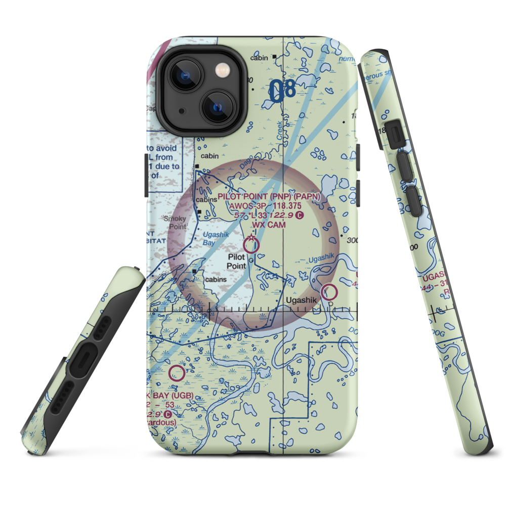 Pilot Point Airport (PNP) VFR Sectional  Tough iPhone Case iPhone 14 Plus model shown
