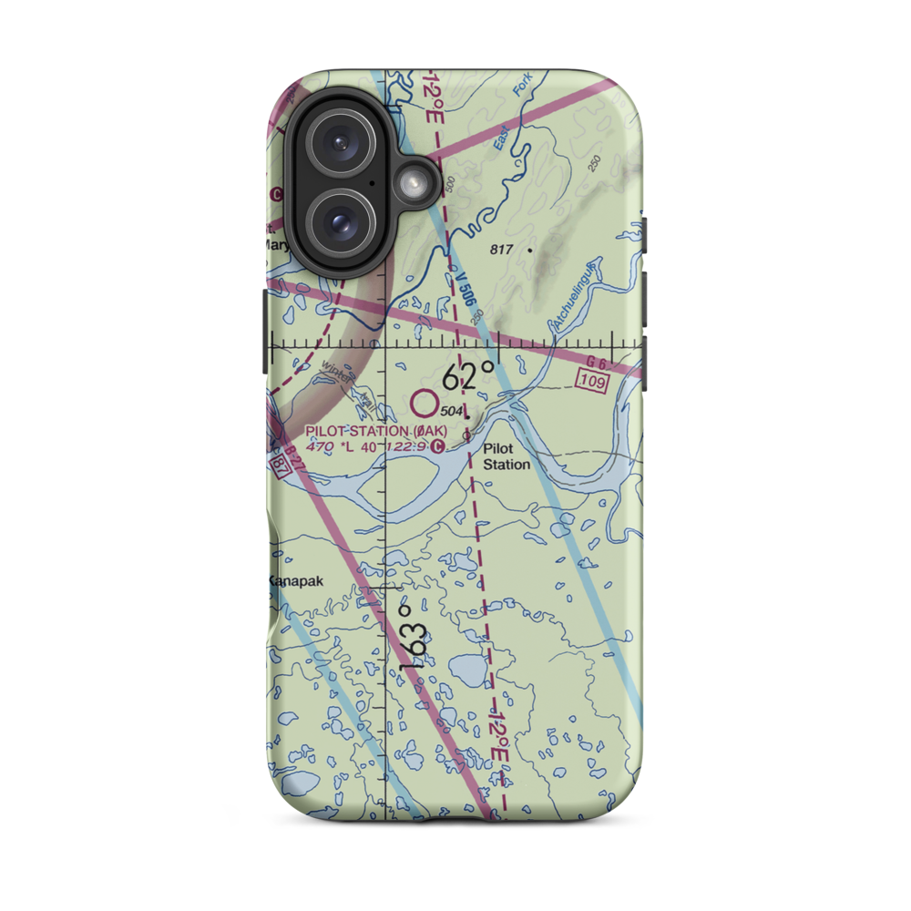 Pilot Station Airport (0AK) VFR Sectional  Tough iPhone Case iPhone 16 Plus model shown