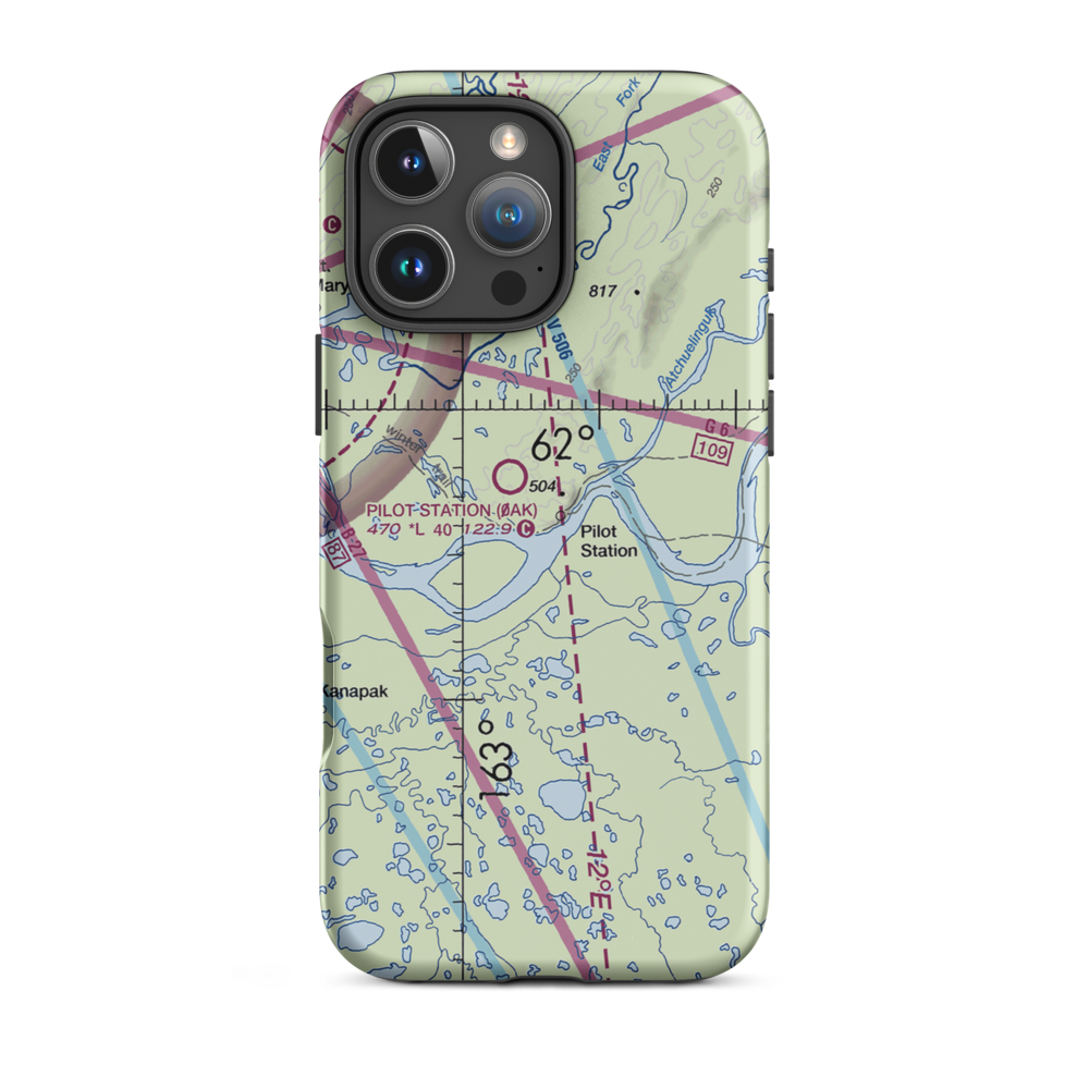 Pilot Station Airport (0AK) VFR Sectional  Tough iPhone Case iPhone 16 Pro Max model shown
