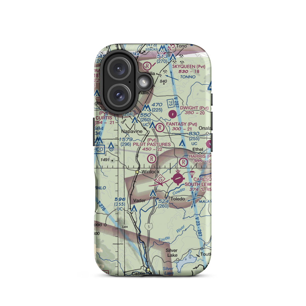 Pilot's Pastures Airport (1WA2) VFR Sectional  Tough iPhone Case iPhone 16 model shown