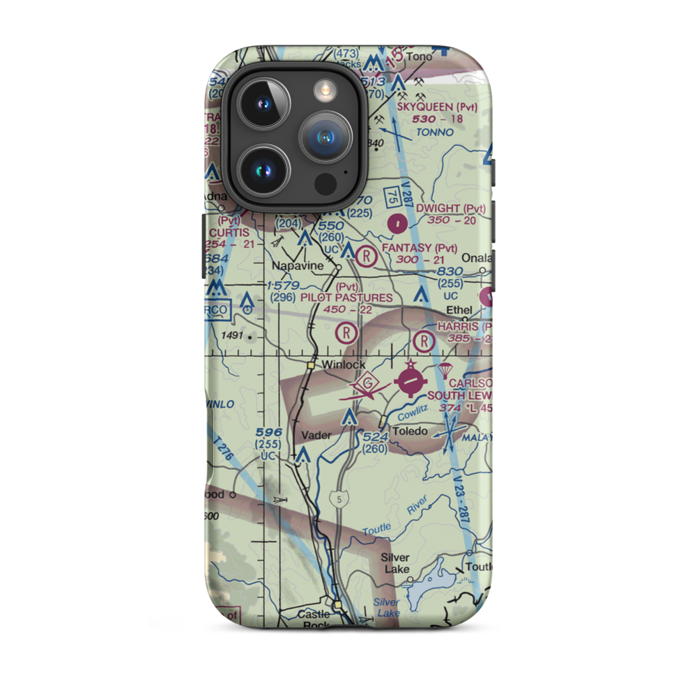 Pilot's Pastures Airport (1WA2) VFR Sectional  Tough iPhone Case iPhone 16 Pro Max model shown