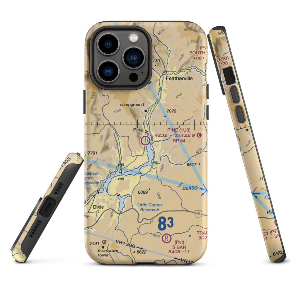 Pine Airport (1U9) VFR Sectional  Tough iPhone Case iPhone 13 Pro Max model shown