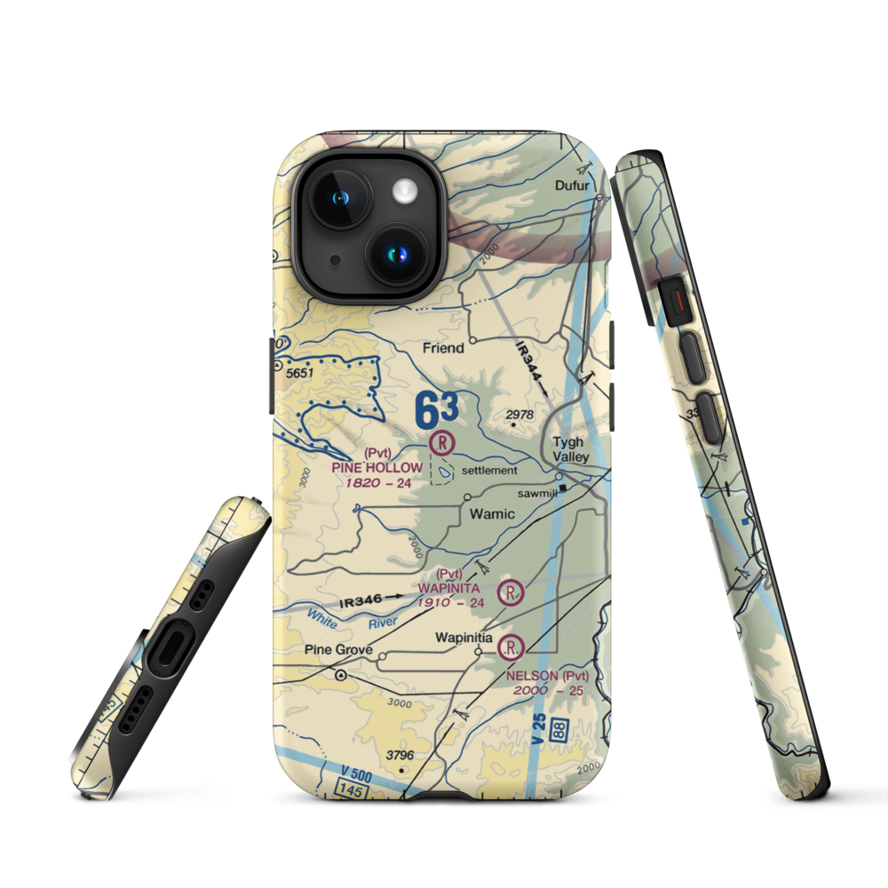 Pine Hollow Airport (32OR) VFR Sectional  Tough iPhone Case iPhone 15 model shown