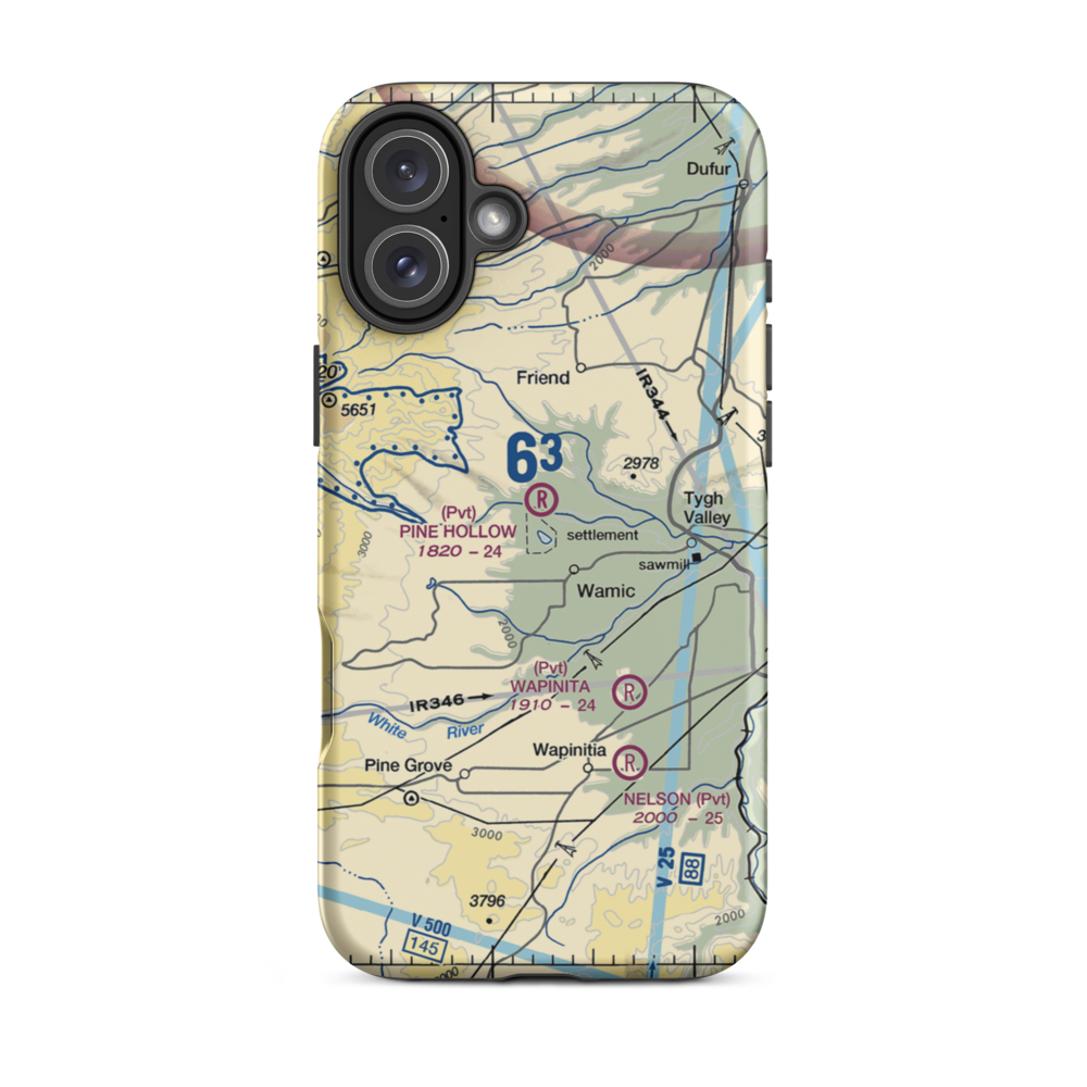 Pine Hollow Airport (32OR) VFR Sectional  Tough iPhone Case iPhone 16 Plus model shown
