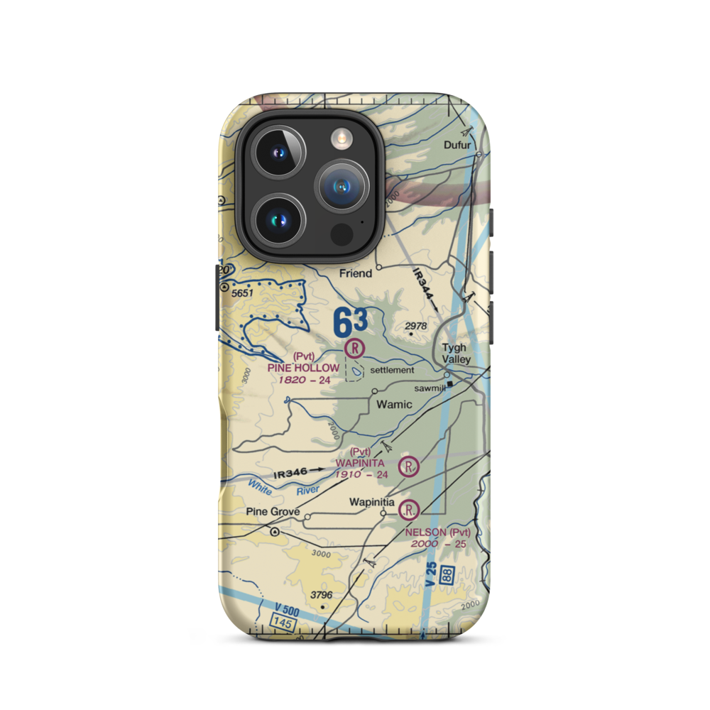 Pine Hollow Airport (32OR) VFR Sectional  Tough iPhone Case iPhone 16 Pro model shown