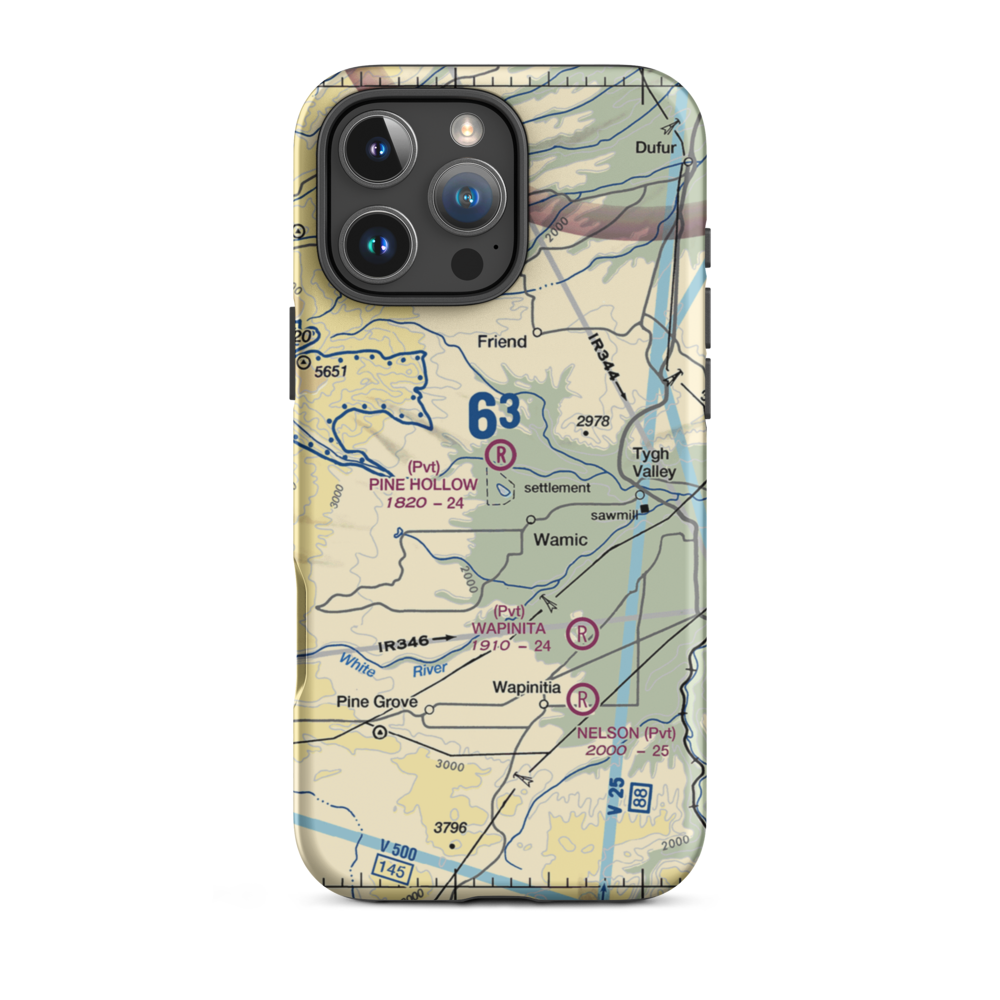 Pine Hollow Airport (32OR) VFR Sectional  Tough iPhone Case iPhone 16 Pro Max model shown