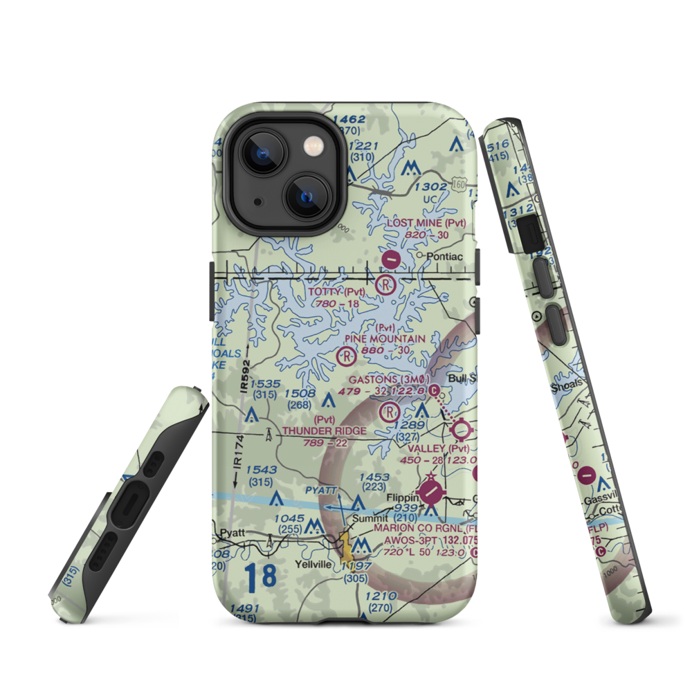 Pine Mountain Airpark (6AR9) VFR Sectional  Tough iPhone Case iPhone 14 model shown