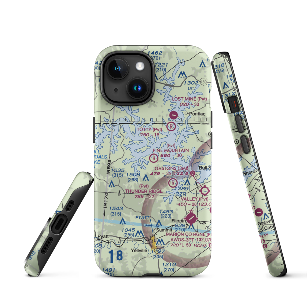 Pine Mountain Airpark (6AR9) VFR Sectional  Tough iPhone Case iPhone 15 model shown