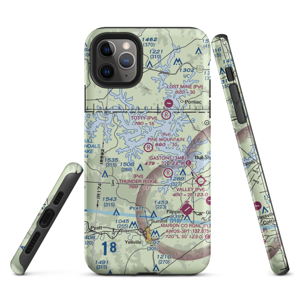 Pine Mountain Airpark (6AR9) VFR Sectional  Tough iPhone Case iPhone 11 Pro Max model shown