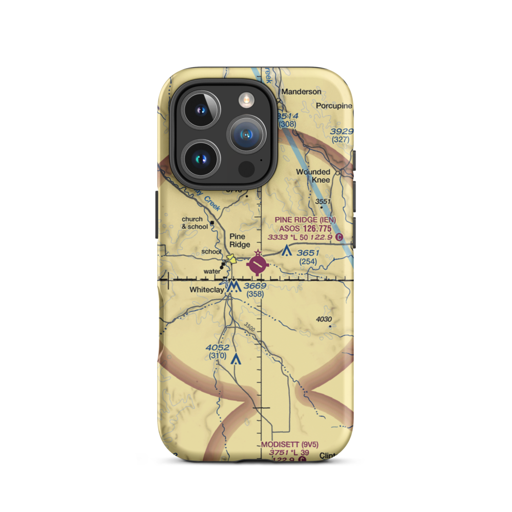 Pine Ridge Airport (IEN) VFR Sectional  Tough iPhone Case iPhone 16 Pro model shown