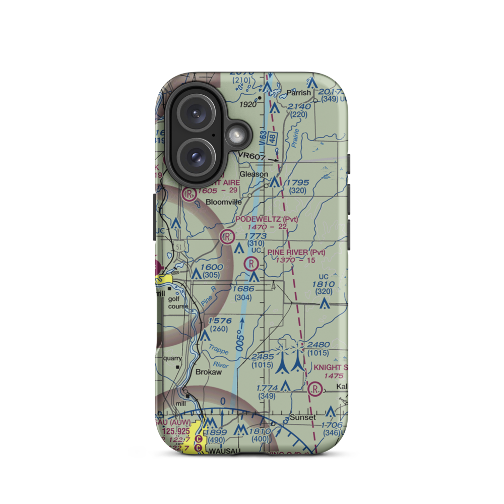 Pine River Airport (WI87) VFR Sectional  Tough iPhone Case iPhone 16 model shown
