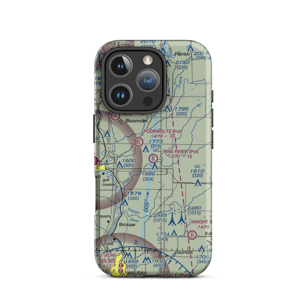 Pine River Airport (WI87) VFR Sectional  Tough iPhone Case iPhone 16 Pro model shown