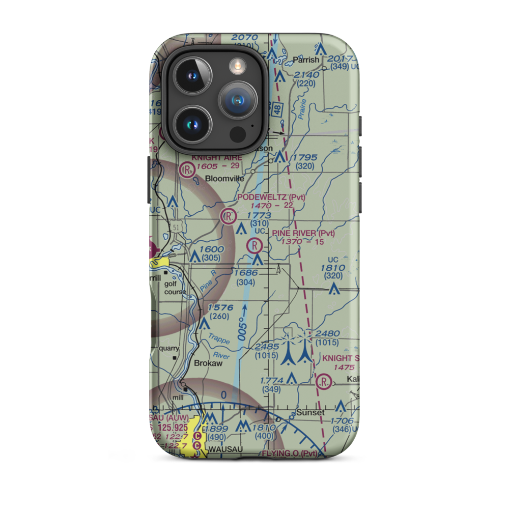 Pine River Airport (WI87) VFR Sectional  Tough iPhone Case iPhone 16 Pro Max model shown