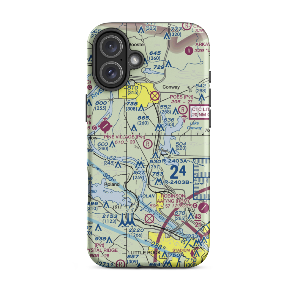 Pine Village Airport (AR34) VFR Sectional  Tough iPhone Case iPhone 16 Plus model shown