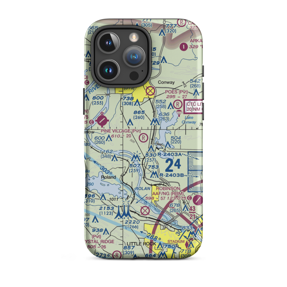 Pine Village Airport (AR34) VFR Sectional  Tough iPhone Case iPhone 16 Pro Max model shown