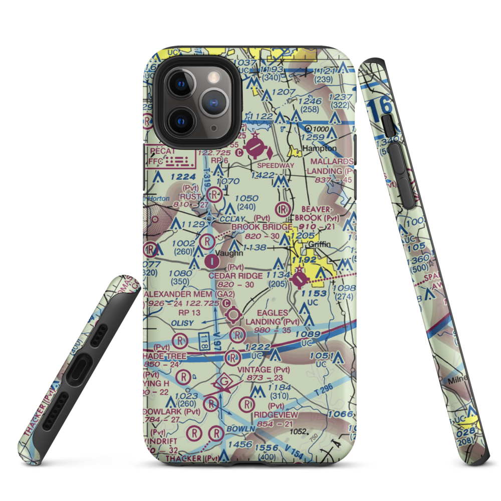 Pinebrook Estates Airport (5GA5) VFR Sectional  Tough iPhone Case iPhone 11 Pro Max model shown