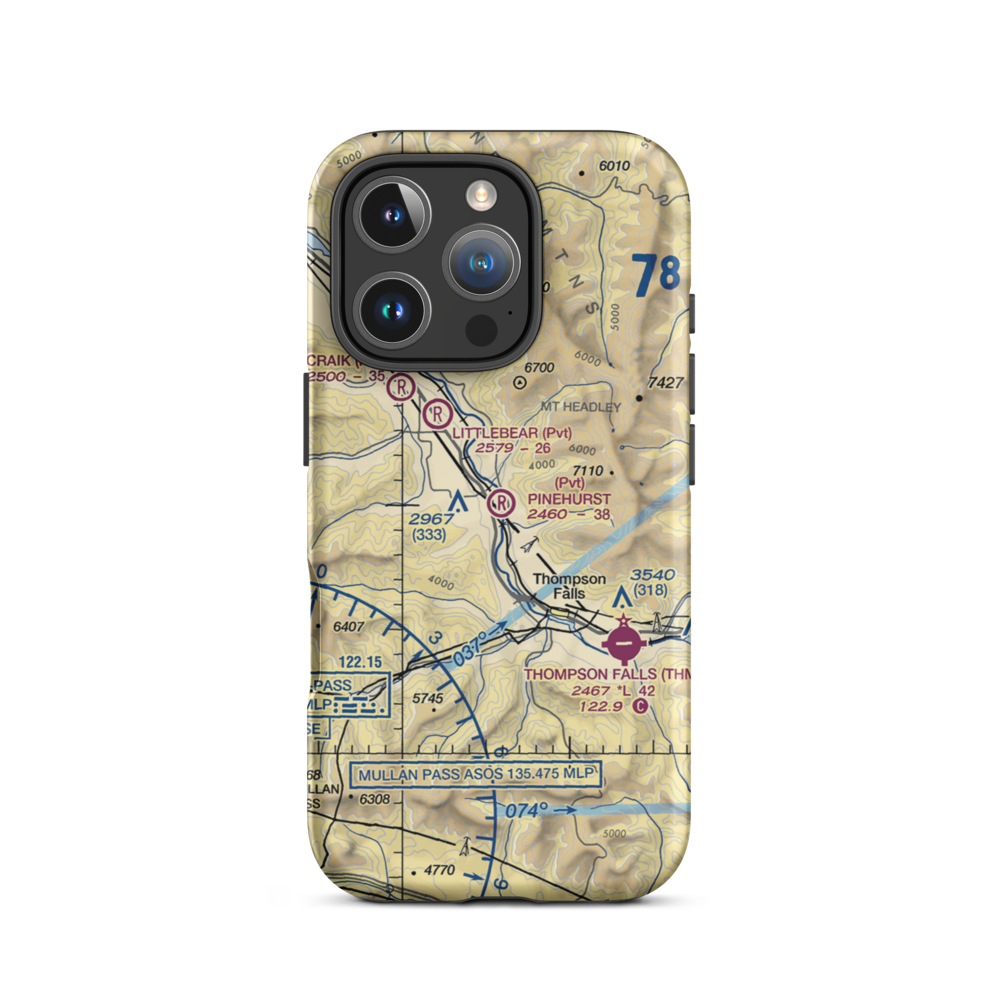 Pinehurst Ranch Airport (0MT7) VFR Sectional  Tough iPhone Case iPhone 16 Pro model shown