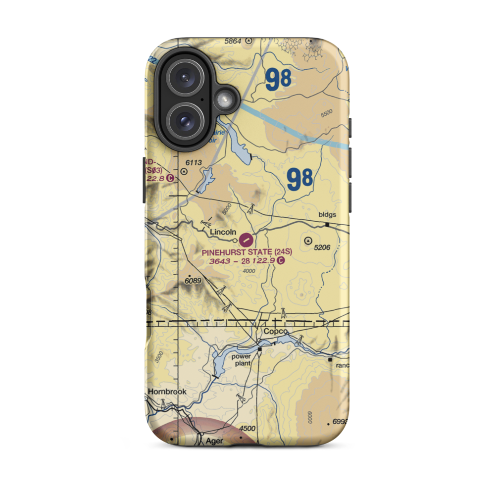 Pinehurst State Airport (24S) VFR Sectional  Tough iPhone Case iPhone 16 Plus model shown
