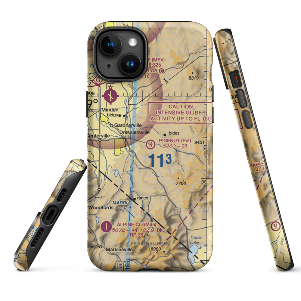 Pinenut Airport (NV55) VFR Sectional  Tough iPhone Case iPhone 15 Plus model shown