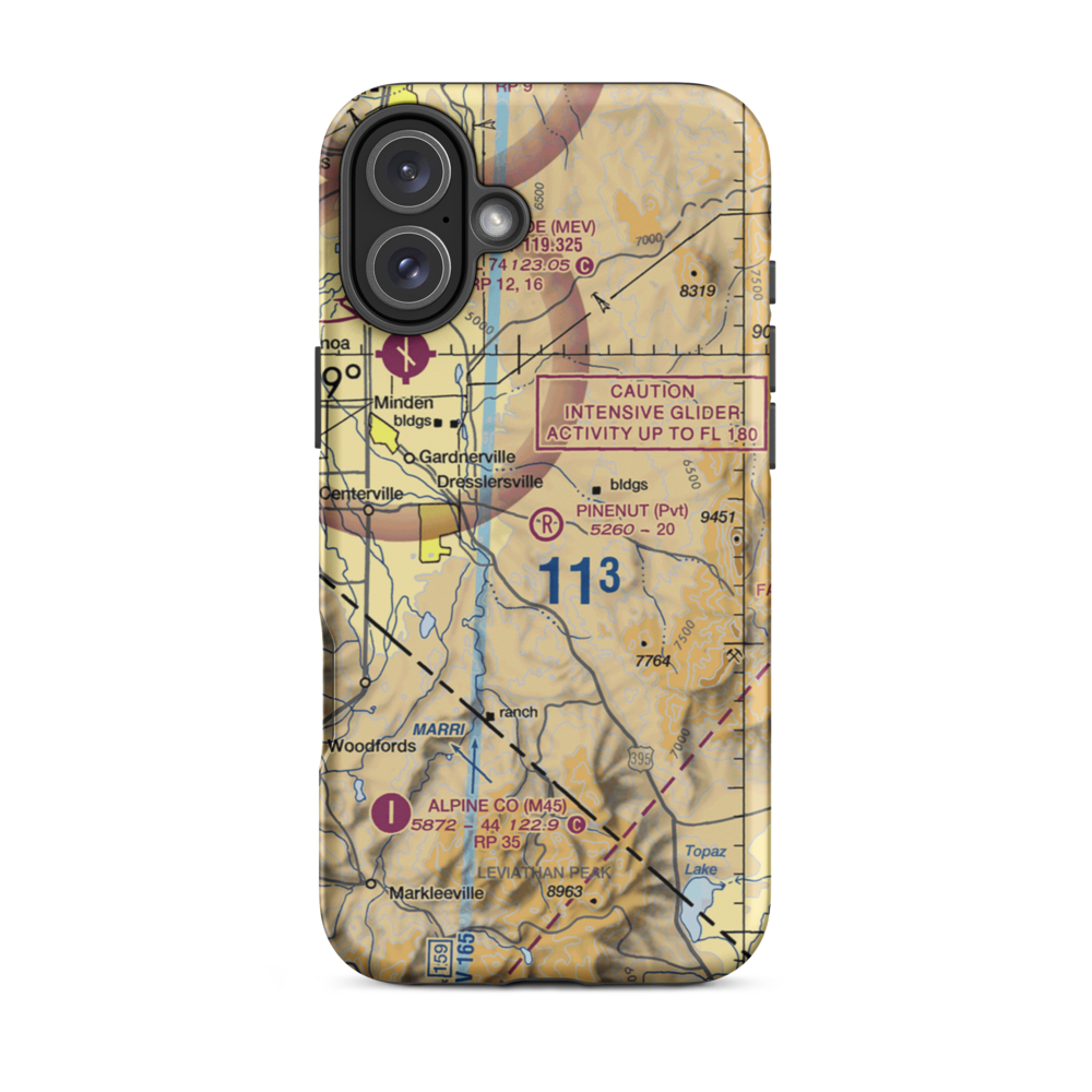 Pinenut Airport (NV55) VFR Sectional  Tough iPhone Case iPhone 16 Plus model shown