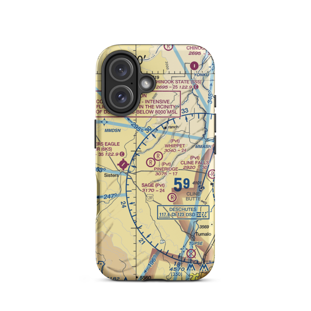 Pineridge Ranch Airport (7OR4) VFR Sectional  Tough iPhone Case iPhone 16 model shown