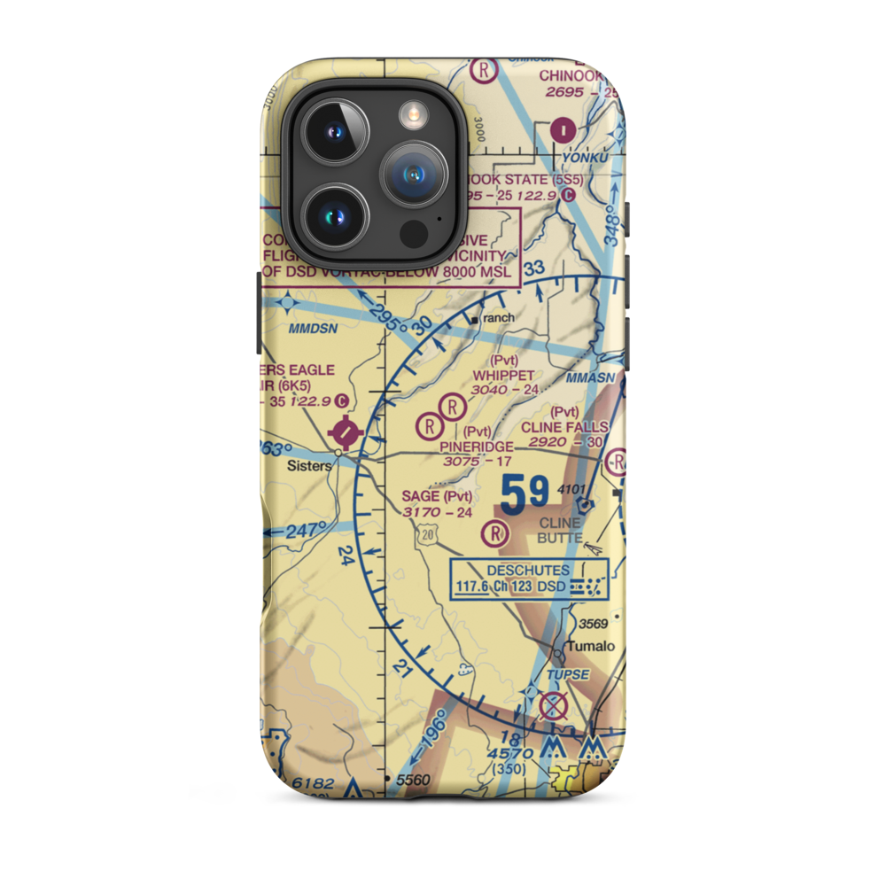 Pineridge Ranch Airport (7OR4) VFR Sectional  Tough iPhone Case iPhone 16 Pro Max model shown