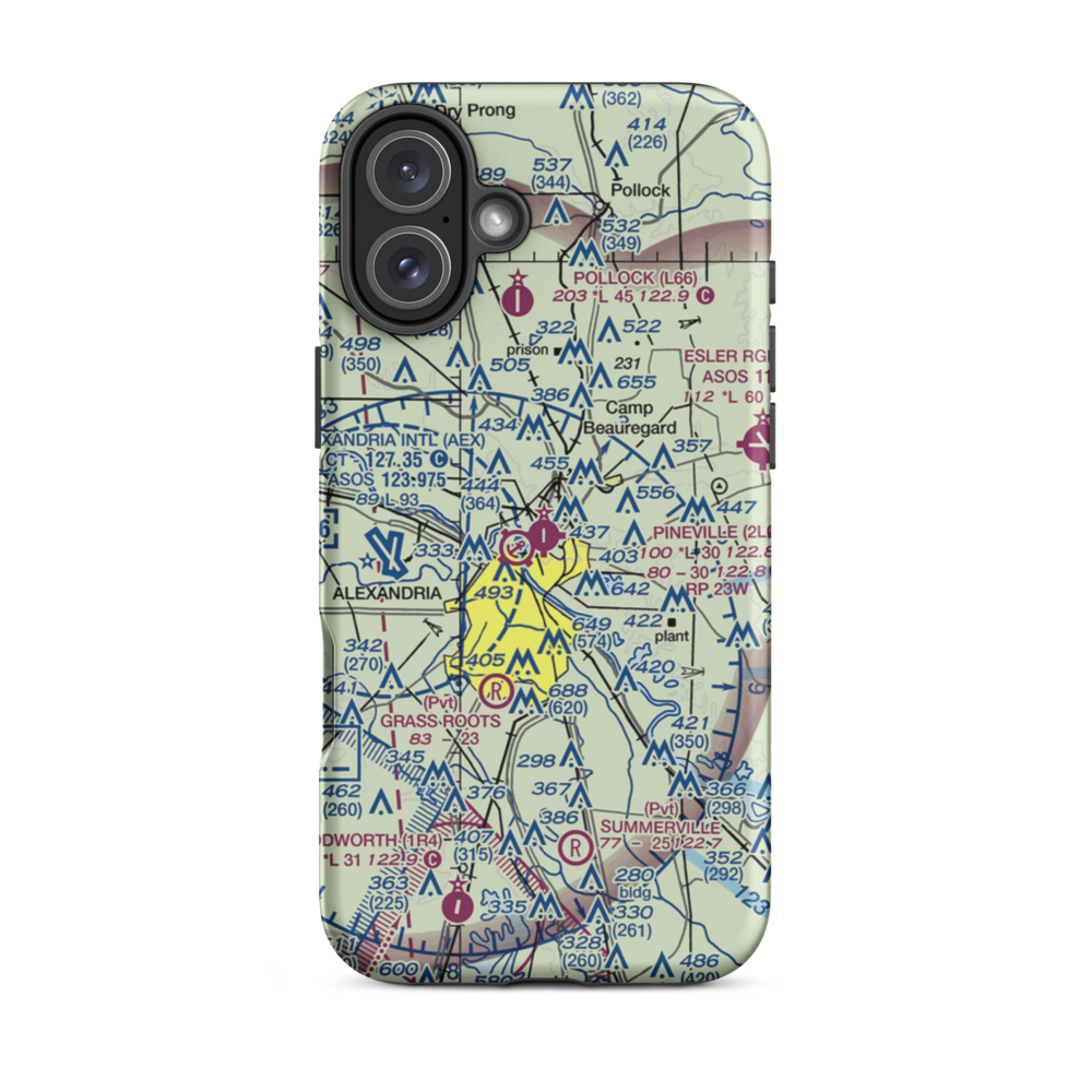 Pineville Municipal Airport (2L0) VFR Sectional  Tough iPhone Case iPhone 16 Plus model shown
