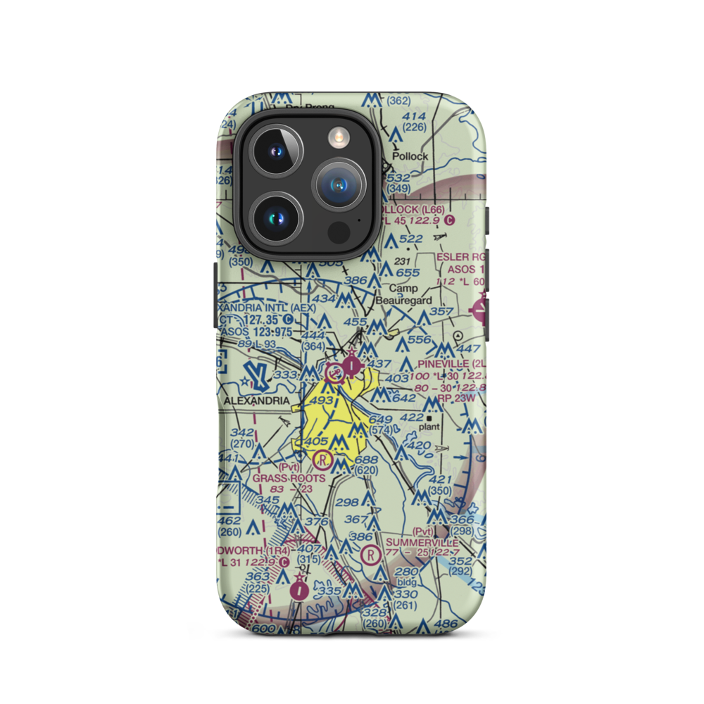 Pineville Municipal Airport (2L0) VFR Sectional  Tough iPhone Case iPhone 16 Pro model shown