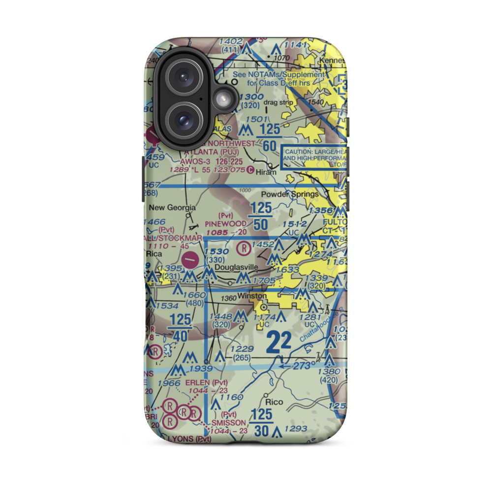 Pinewood Airport (0GE0) VFR Sectional  Tough iPhone Case iPhone 16 Plus model shown